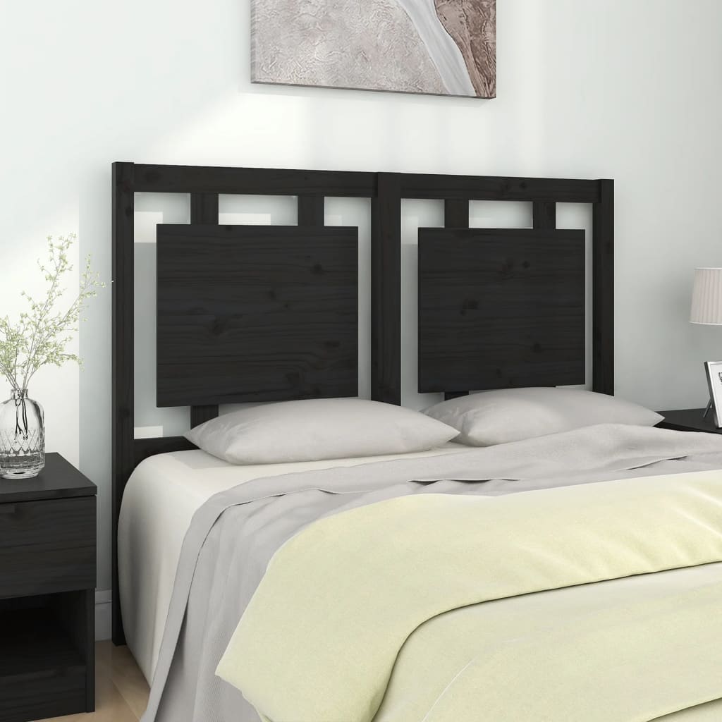Uzglavlje za krevet crno 125,5 x 4 x 100 cm od masivne borovine