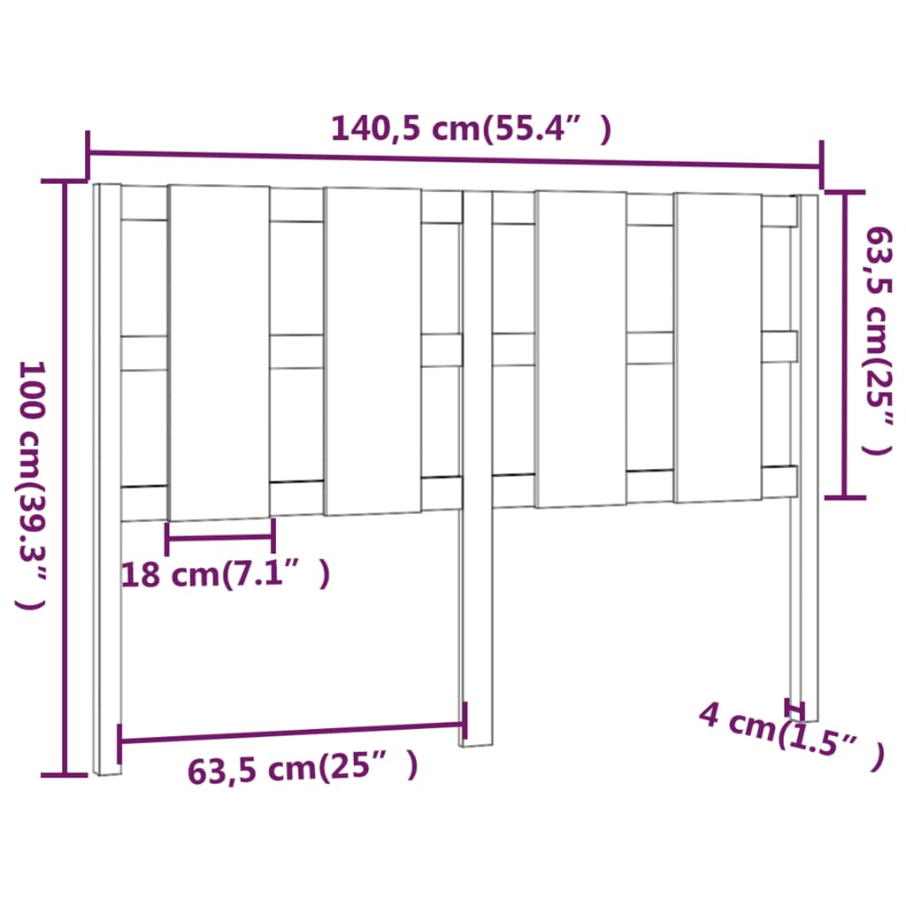 Uzglavlje za krevet 140,5 x 4 x 100 cm od masivne borovine