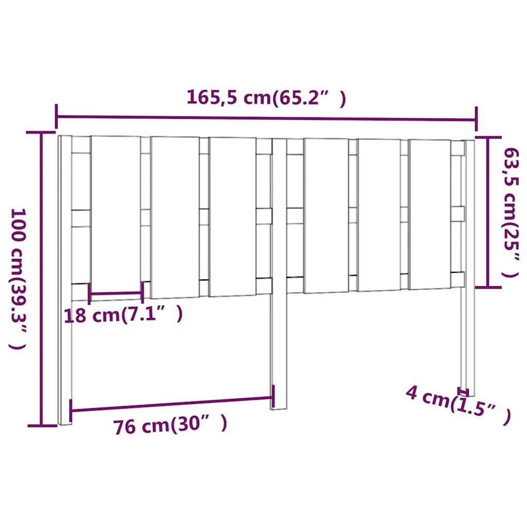 Uzglavlje za krevet boja meda 165,5x4x100 cm masivna borovina