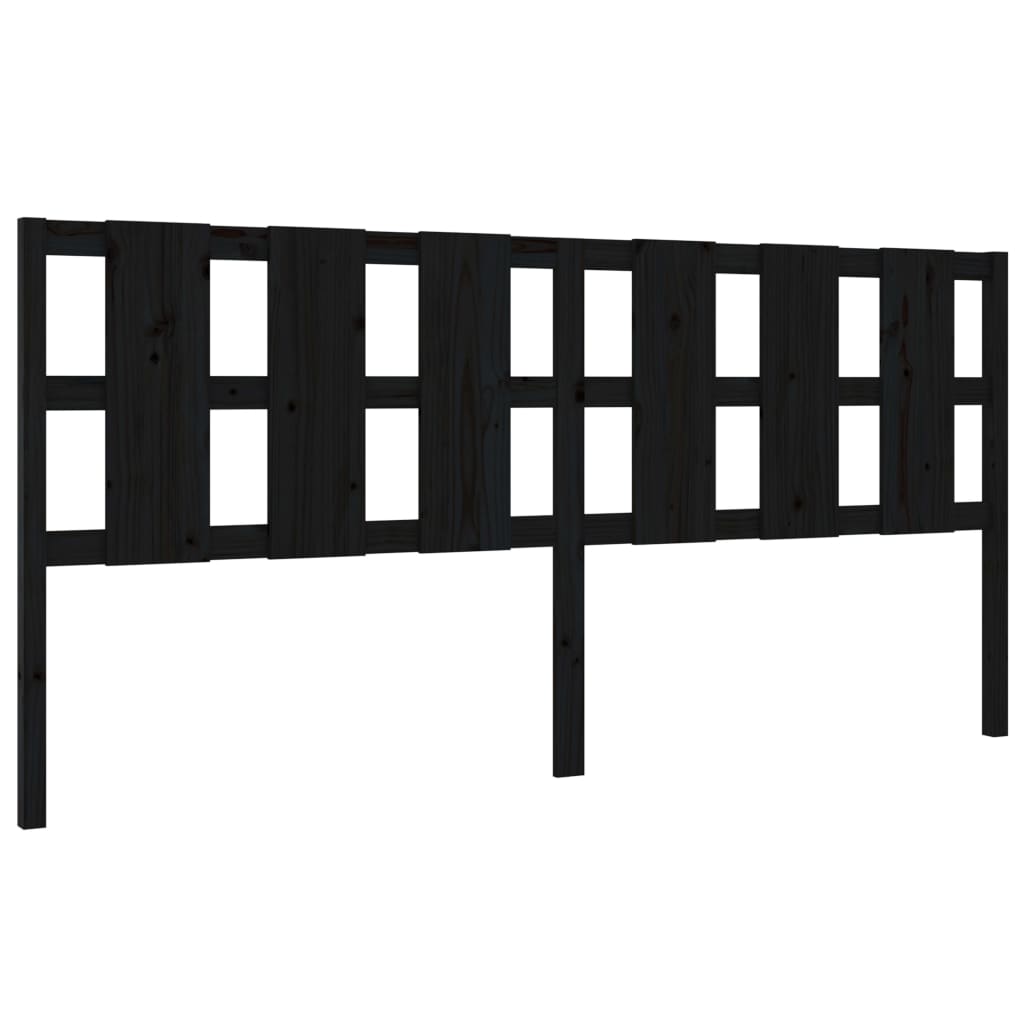 Uzglavlje za krevet crni 205,5 x 4 x 100 cm od masivne borovine