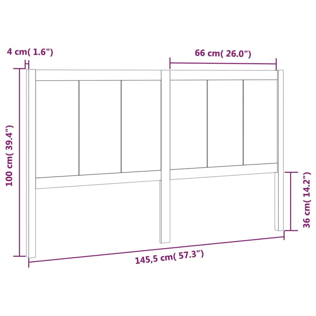Uzglavlje za krevet 145,5 x 4 x 100 cm od masivne borovine