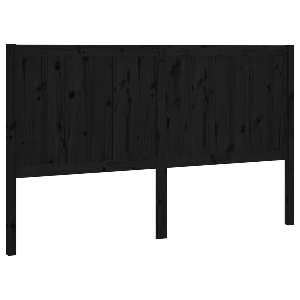 Uzglavlje za krevet crno 205,5 x 4 x 100 cm od masivne borovine
