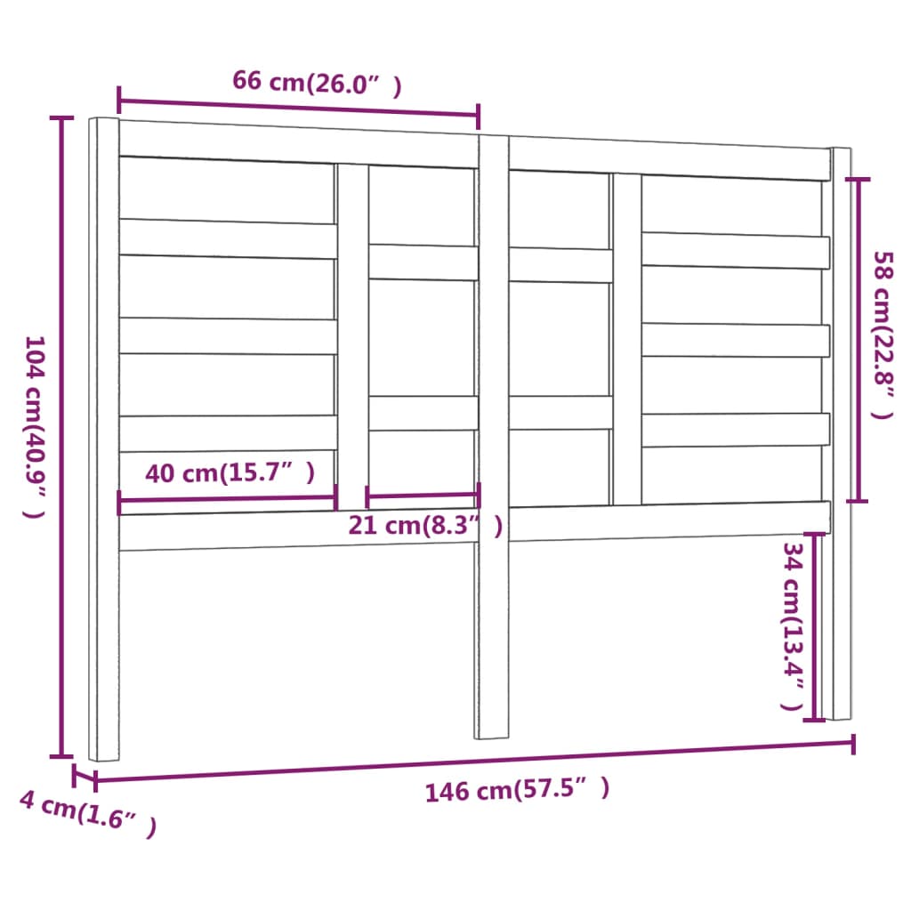 Uzglavlje za krevet sivo 146 x 4 x 104 cm od masivne borovine