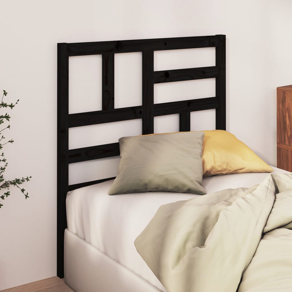 Uzglavlje za krevet crno 96 x 4 x 104 cm od masivne borovine