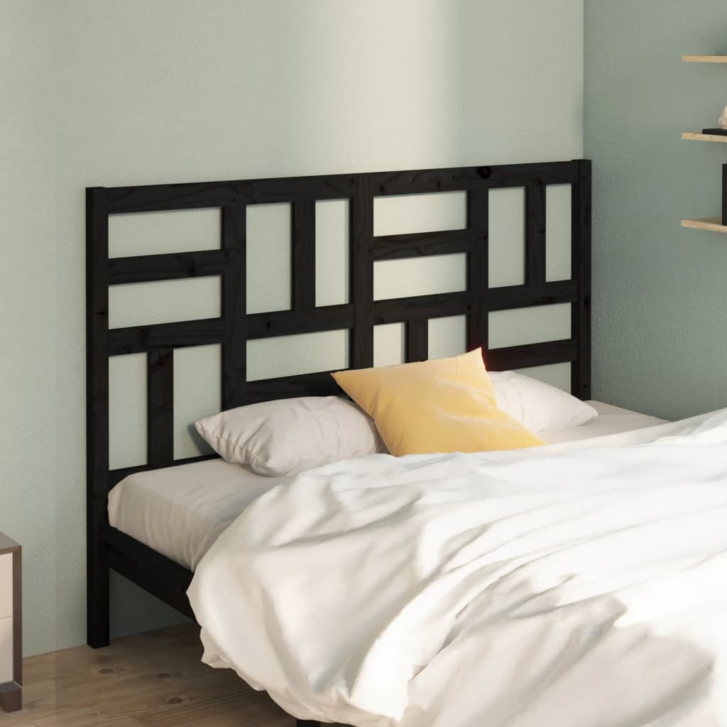 Uzglavlje za krevet crno 126 x 4 x 104 cm od masivne borovine