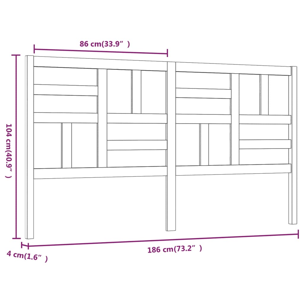 Uzglavlje za krevet 186 x 4 x 100 cm od masivne borovine