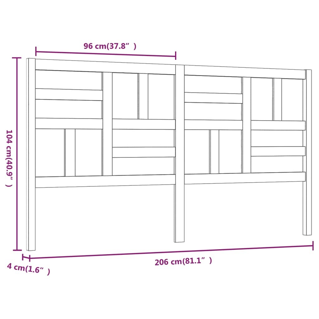 Uzglavlje za krevet 206 x 4 x 104 cm od masivne borovine