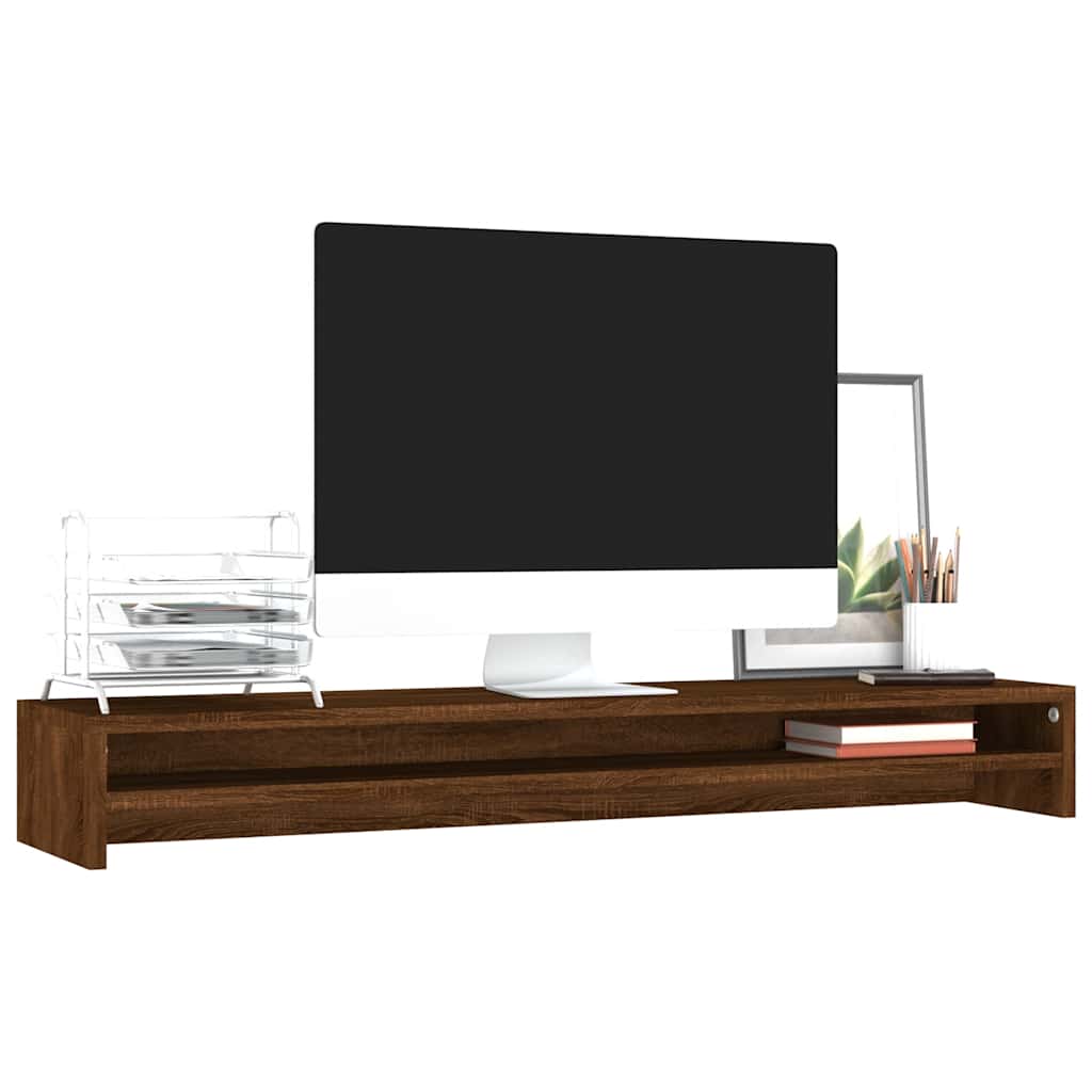 Stalak za monitor boja smeđeg hrasta 100 x 24 x 13 cm drveni