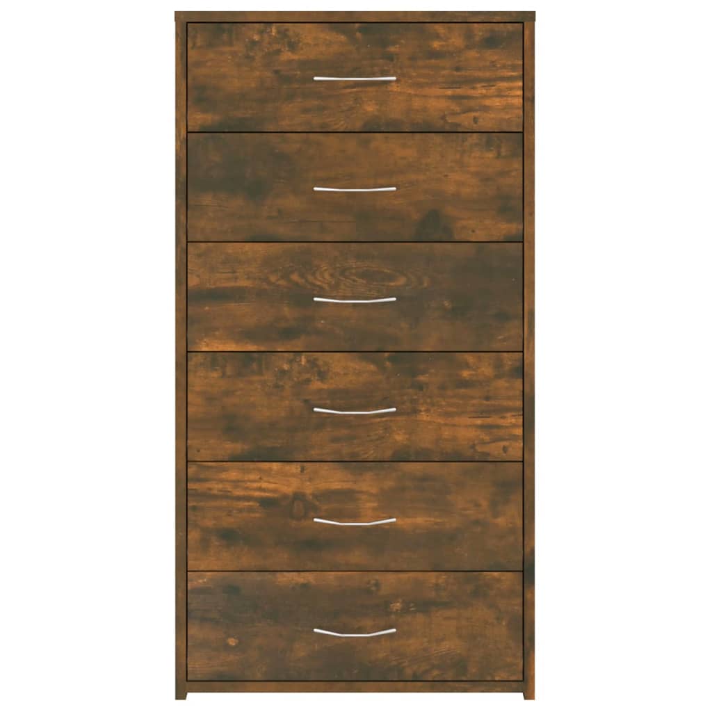 Komoda sa 6 ladica boja dimljenog hrasta 50 x 34 x 96 cm drvena