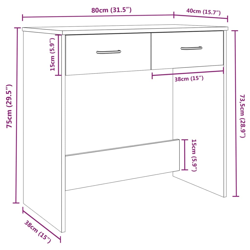 Radni stol boja smeđeg hrast 80x40x75 cm od konstruiranog drva