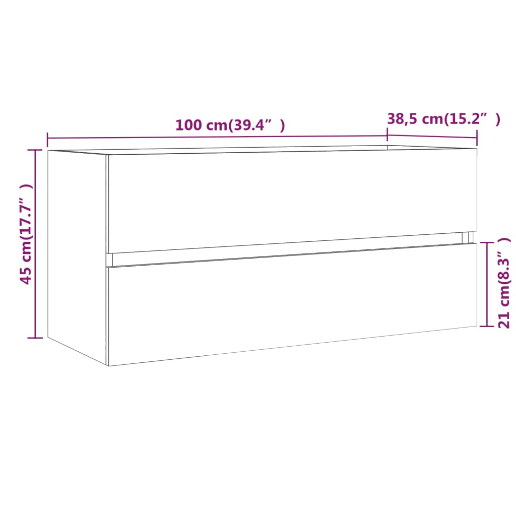 Ormarić za umivaonik boja hrasta sonome 100x38,5x45 cm drveni