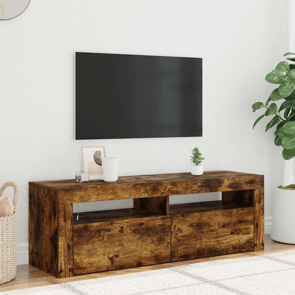 TV ormarić s LED svjetlima boja dimljenog hrasta 120x35x40 cm