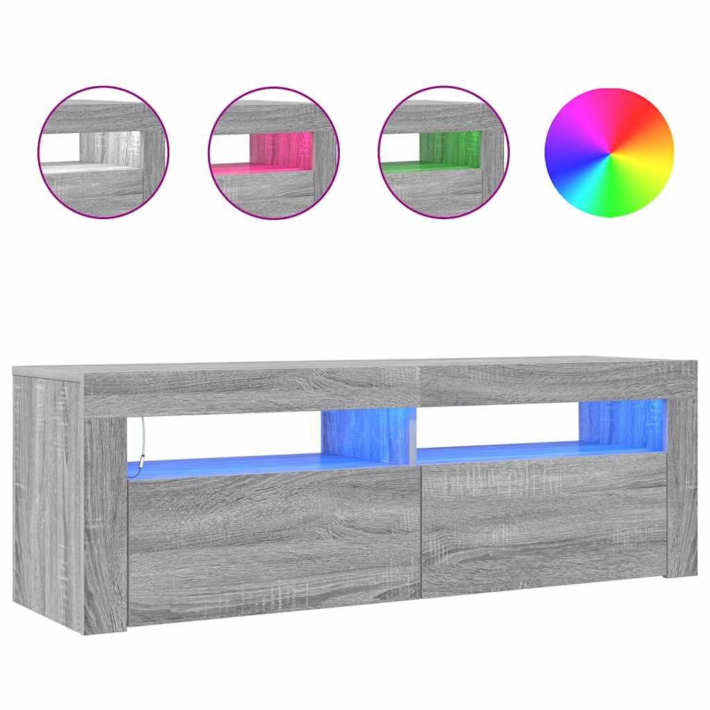 TV ormarić s LED svjetlima boja hrasta sonome 120 x 35 x 40 cm