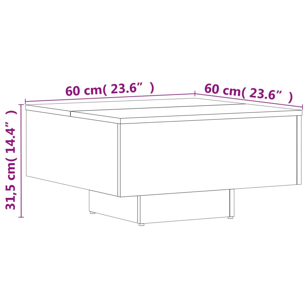 Stolić za kavu boja hrasta 60 x 60 x 31,5 cm konstruirano drvo