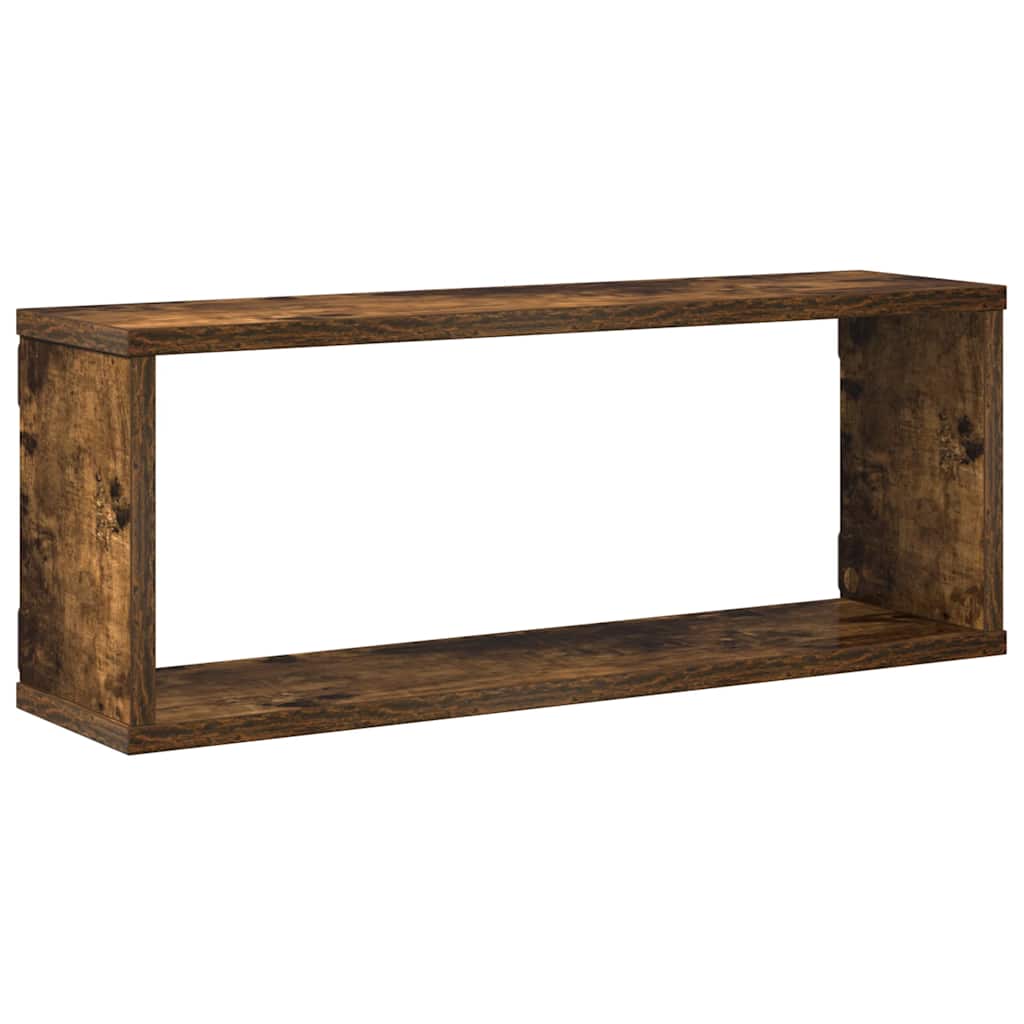 Kockaste zidne police 4 kom dimljeni hrast 60x15x23 cm drvene