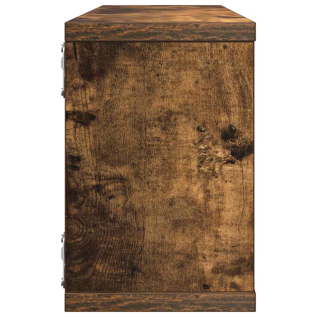 Kockaste zidne police 4 kom dimljeni hrast 60x15x23 cm drvene