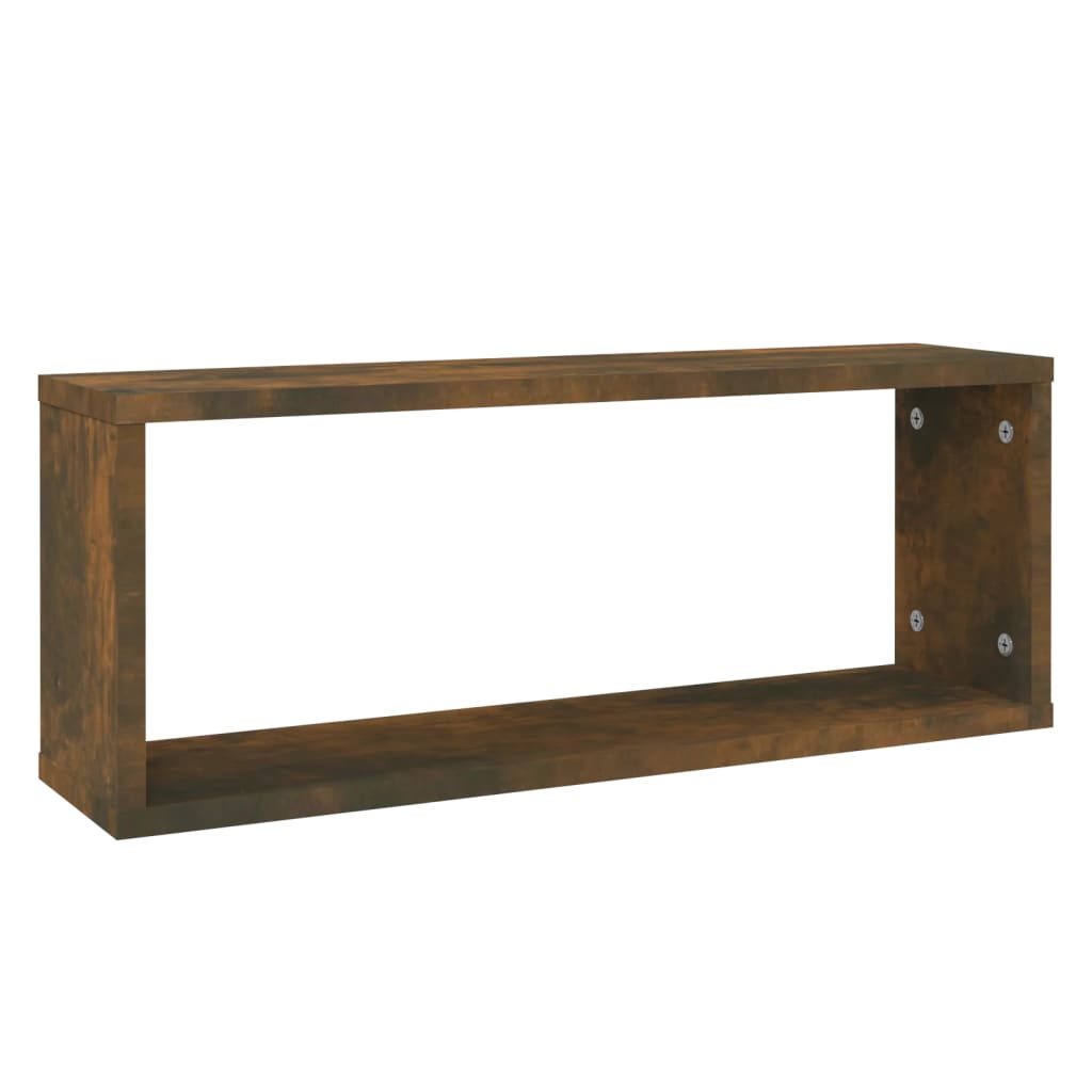 Kockaste zidne police 6 kom dimljeni hrast 60x15x23 cm drvene