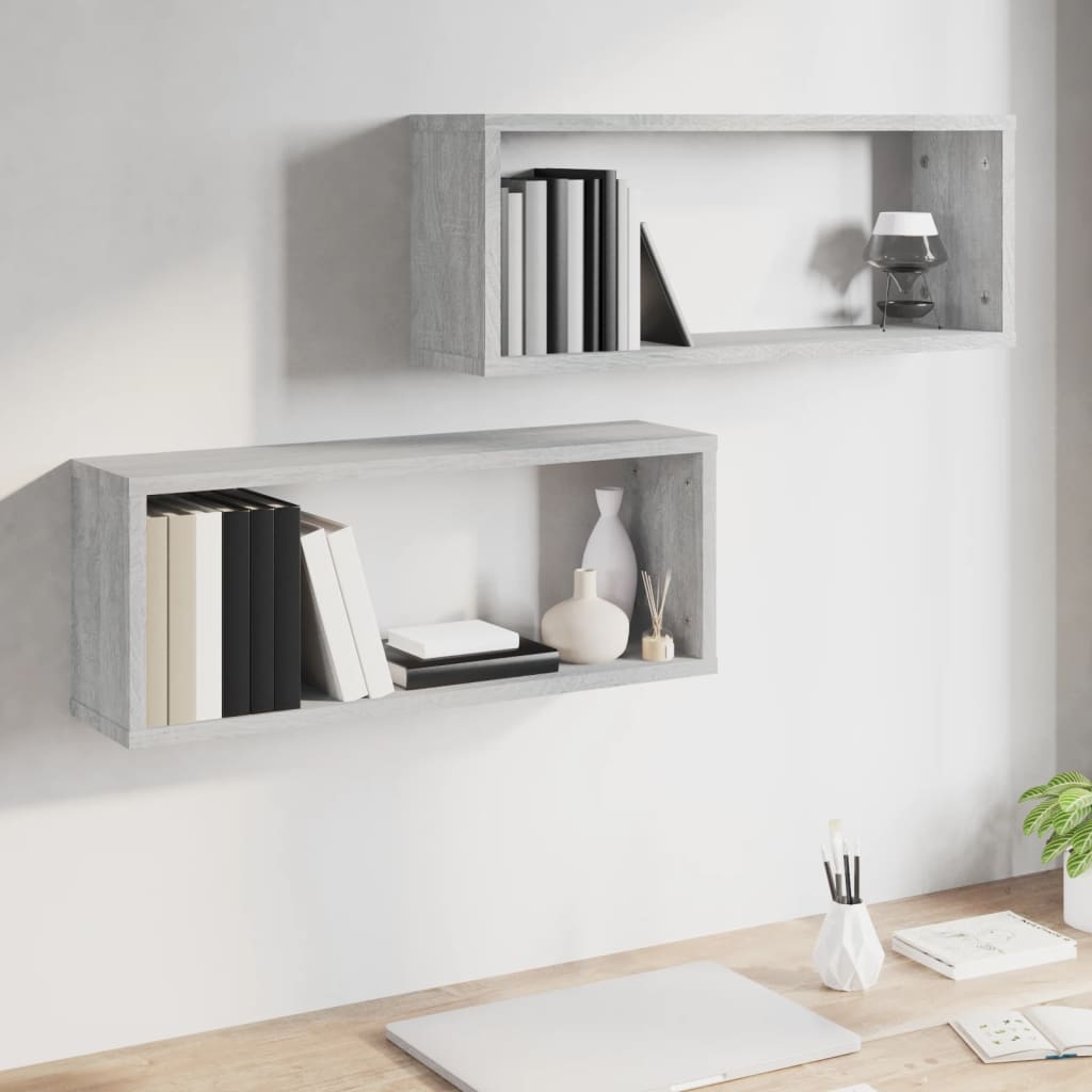 Kockaste zidne police 2 kom hrast sonoma 60 x 15 x 23 cm drvene