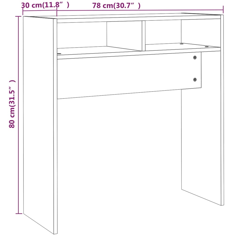 Konzolni stol boja hrasta 78 x 30 x 80 cm od konstruiranog drva