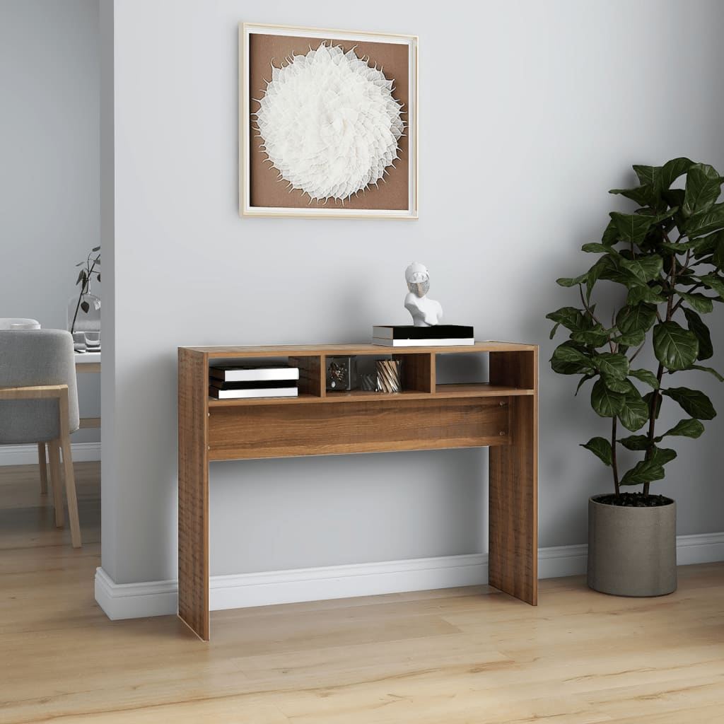 Konzolni stol smeđa boja hrasta 105x30x80 cm konstruirano drvo