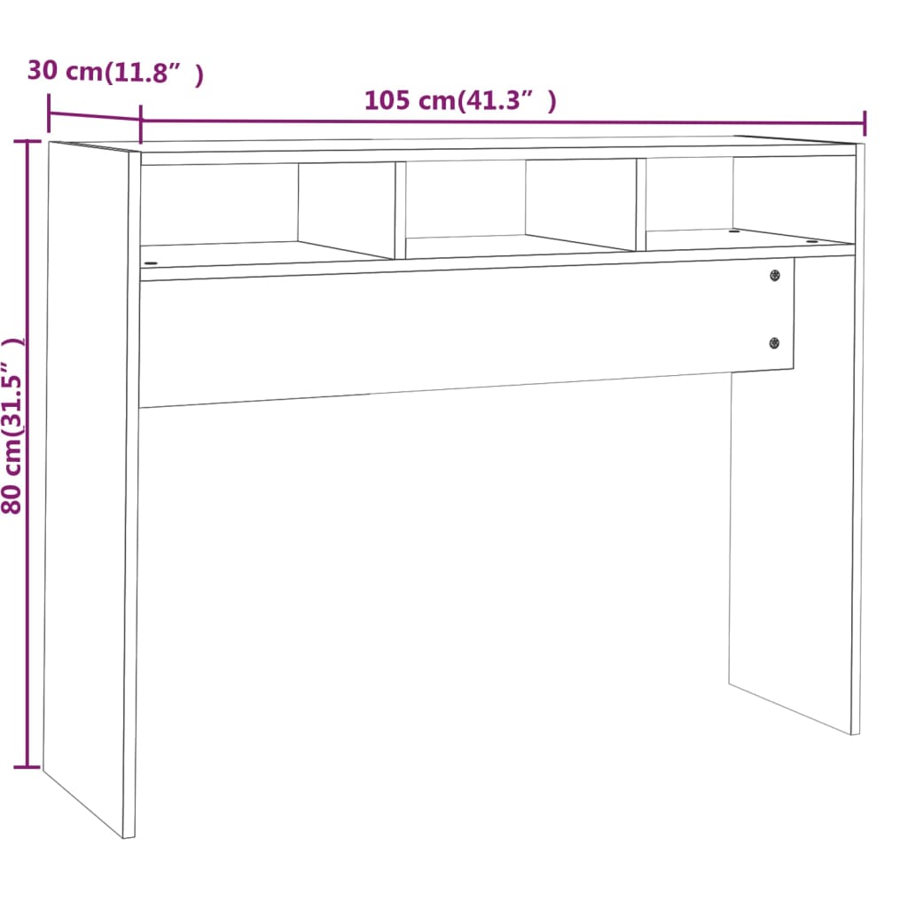 Konzolni stol smeđa boja hrasta 105x30x80 cm konstruirano drvo