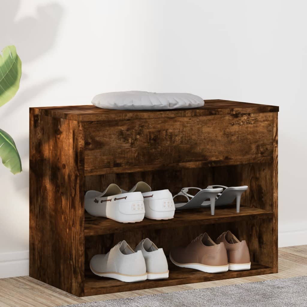 Klupa za cipele dimljeni hrast 60x30x45 cm konstruirano drvo