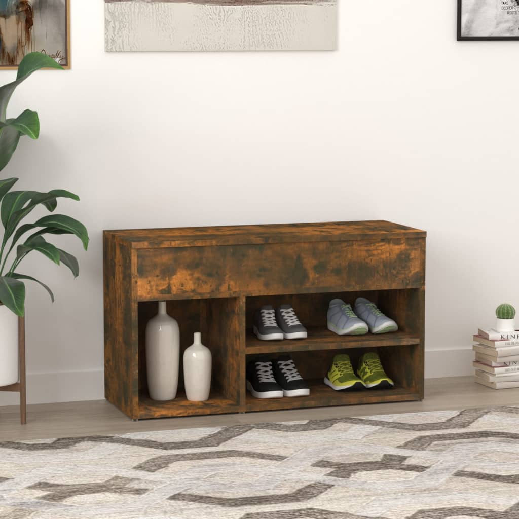 Klupa za cipele dimljeni hrast 80x30x45 cm konstruirano drvo