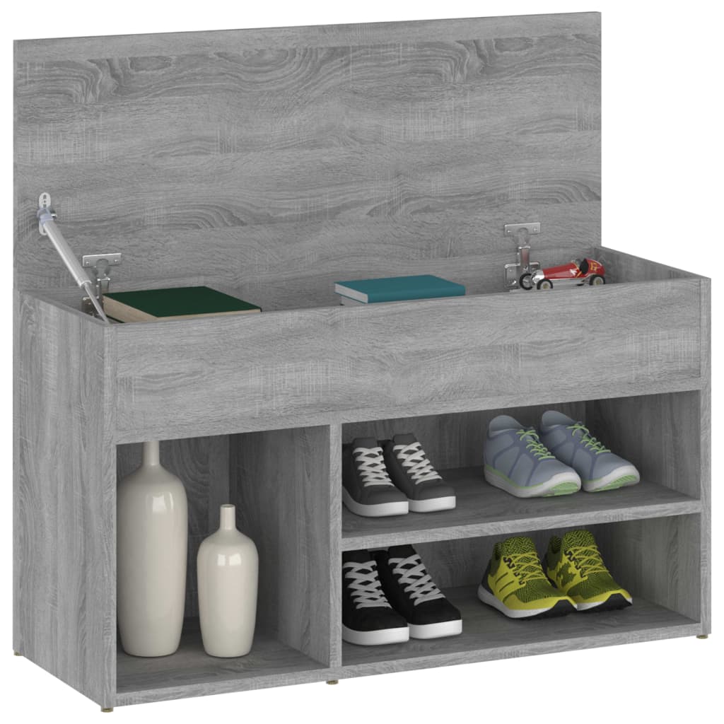 Klupa za cipele boja sivog hrasta 80x30x45 cm konstruirano drvo