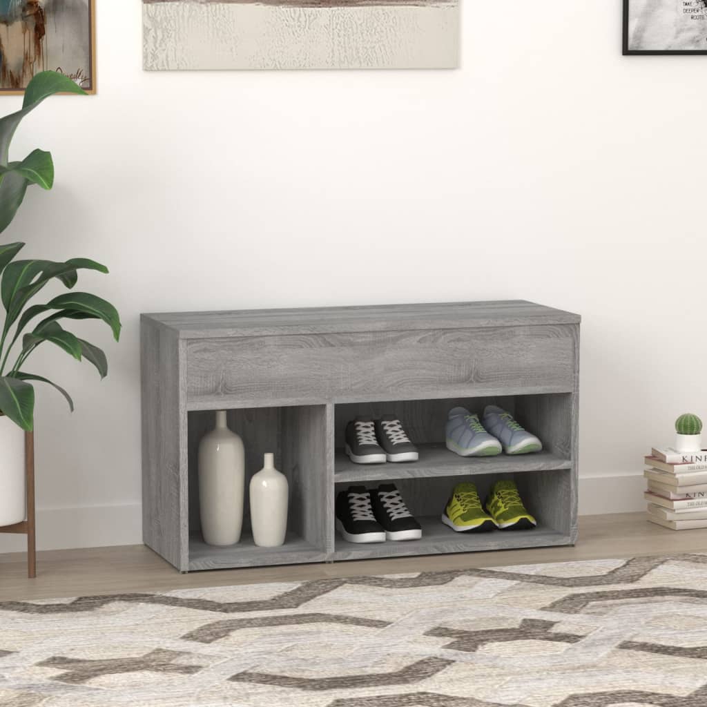 Klupa za cipele boja sivog hrasta 80x30x45 cm konstruirano drvo