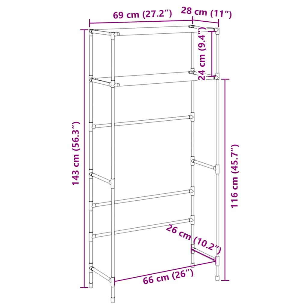 Stalak za pohranu na 2 razine sivi 69 x 28 x 143 cm željezni