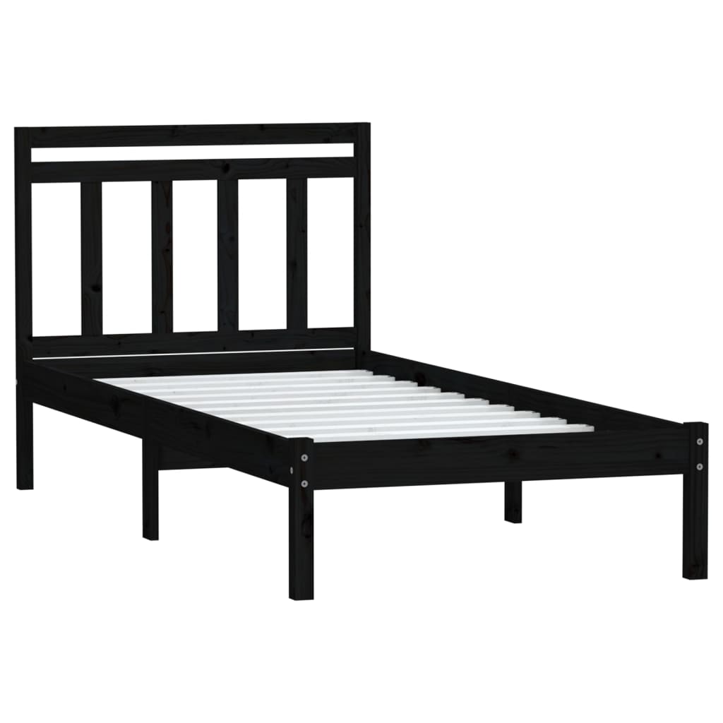 Okvir za krevet od masivne borovine crni 100 x 200 cm