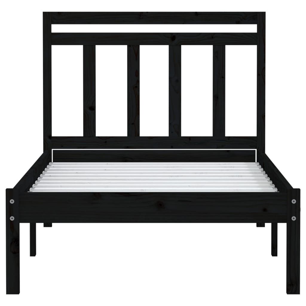 Okvir za krevet od masivne borovine crni 100 x 200 cm