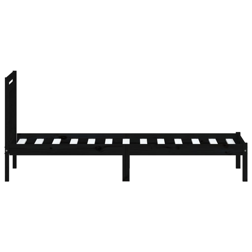 Okvir za krevet od masivne borovine crni 100 x 200 cm