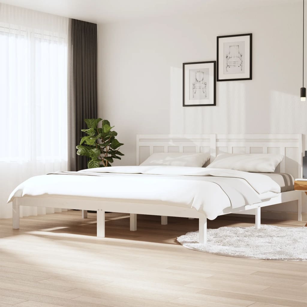 Okvir za krevet bijeli 180x200 cm bračni od masivnog drva