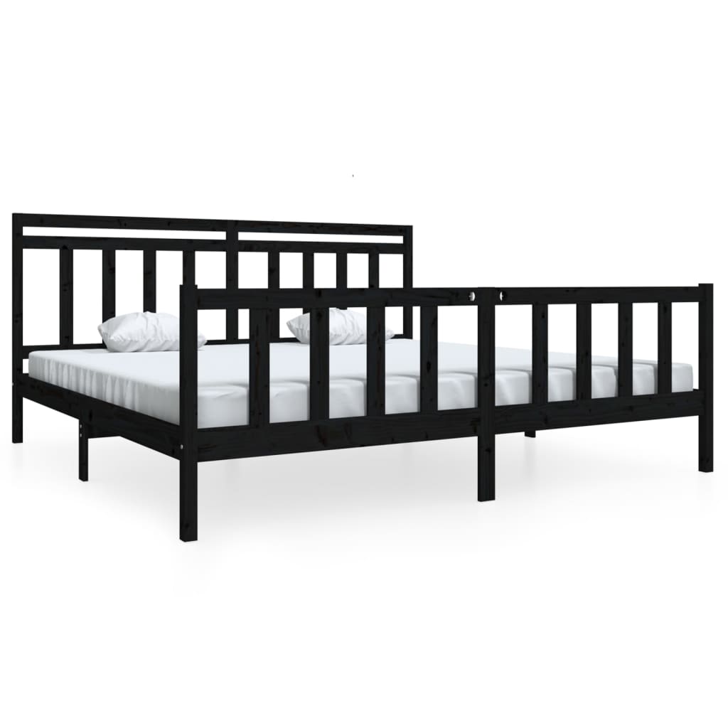 Okvir za krevet od masivnog drva crni 200 x 200 cm