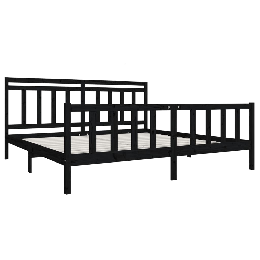 Okvir za krevet od masivnog drva crni 200 x 200 cm