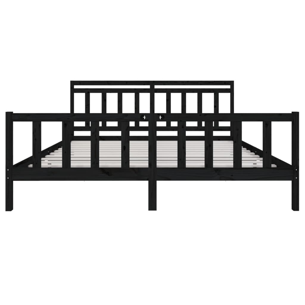 Okvir za krevet od masivnog drva crni 200 x 200 cm