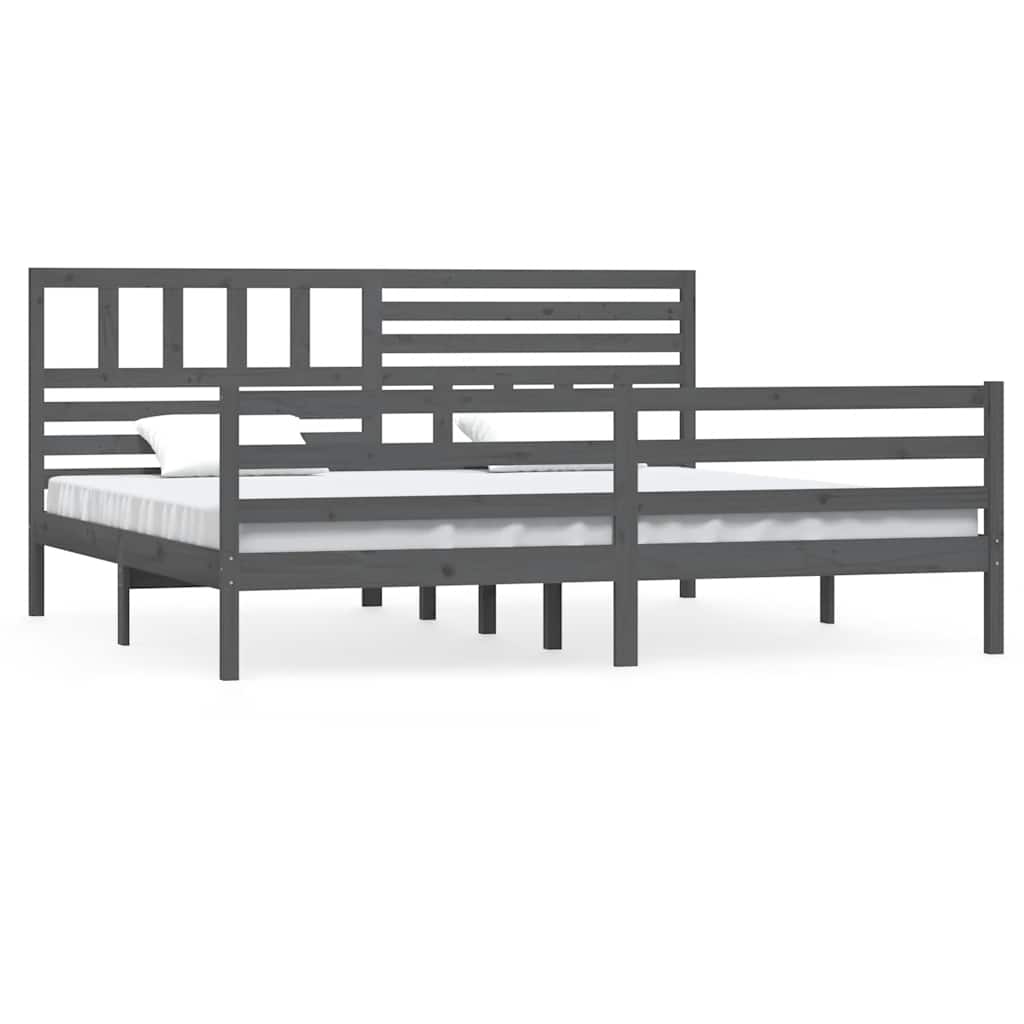 Okvir za krevet od masivnog drva sivi 200 x 200 cm