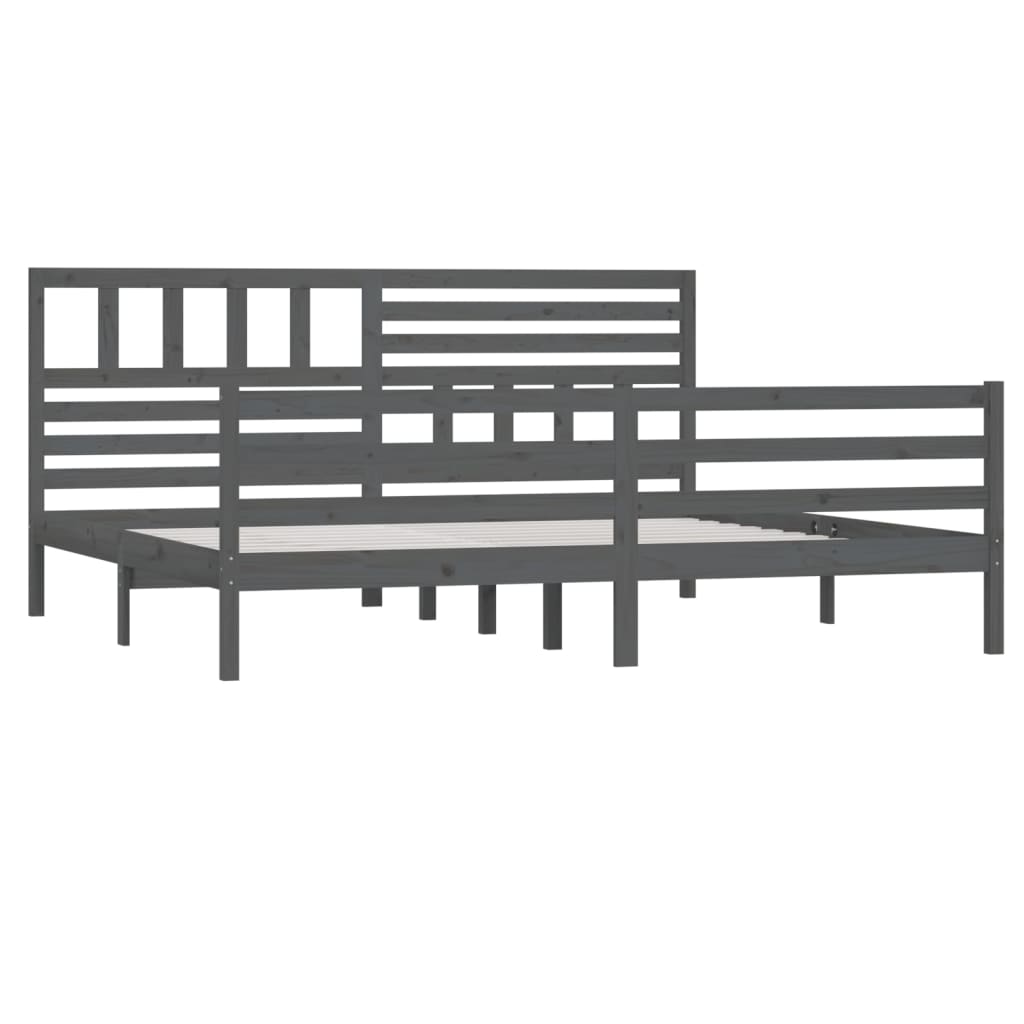 Okvir za krevet od masivnog drva sivi 200 x 200 cm