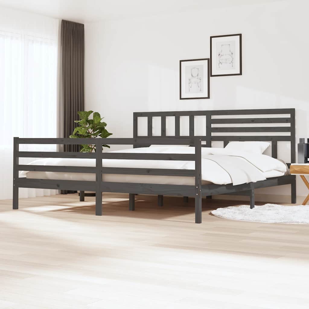 Okvir za krevet od masivnog drva sivi 200 x 200 cm