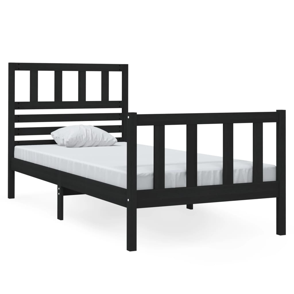 Okvir za krevet crni 75x190 cm jednokrevetni masivno drvo