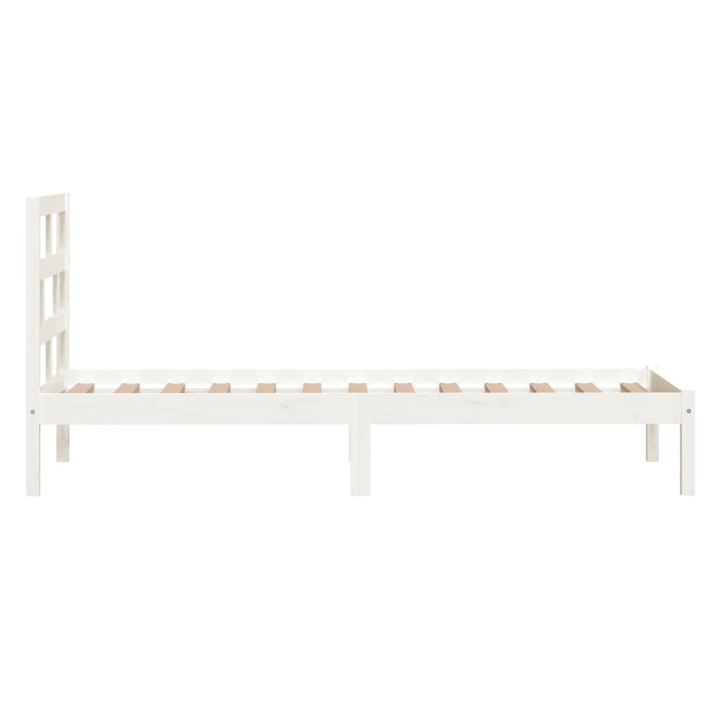 Okvir za krevet od masivne borovine bijeli 90 x 200 cm