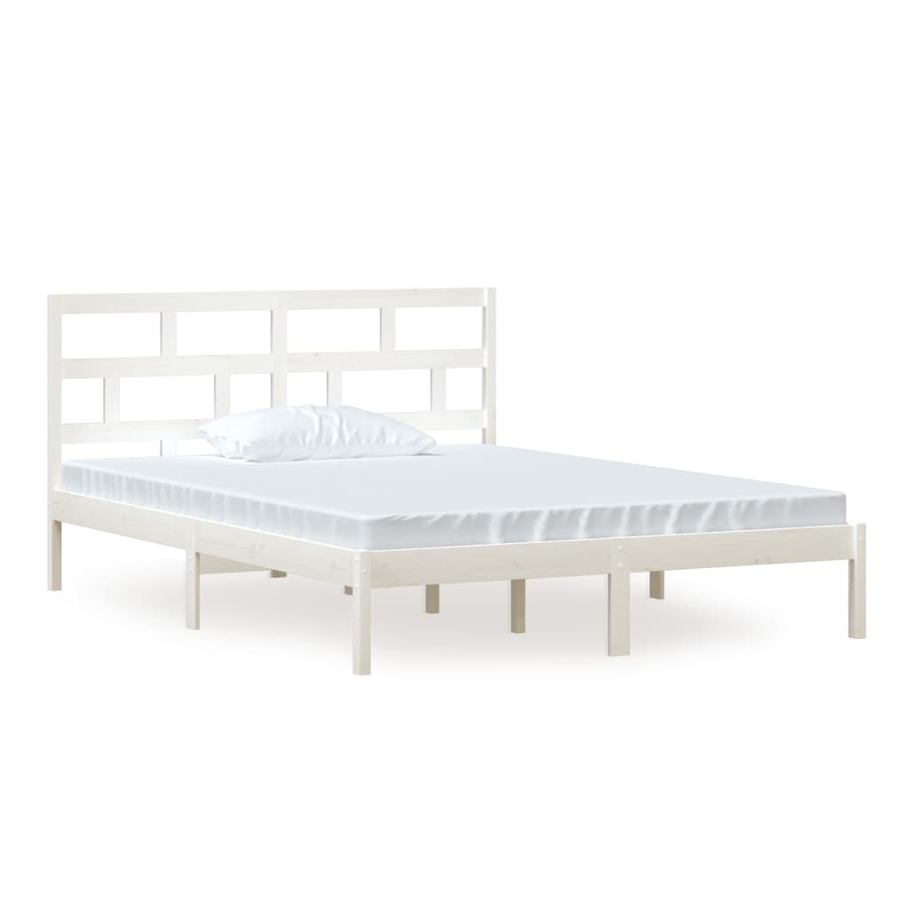 Okvir za krevet od masivnog drva bijeli 150 x 200 cm veliki