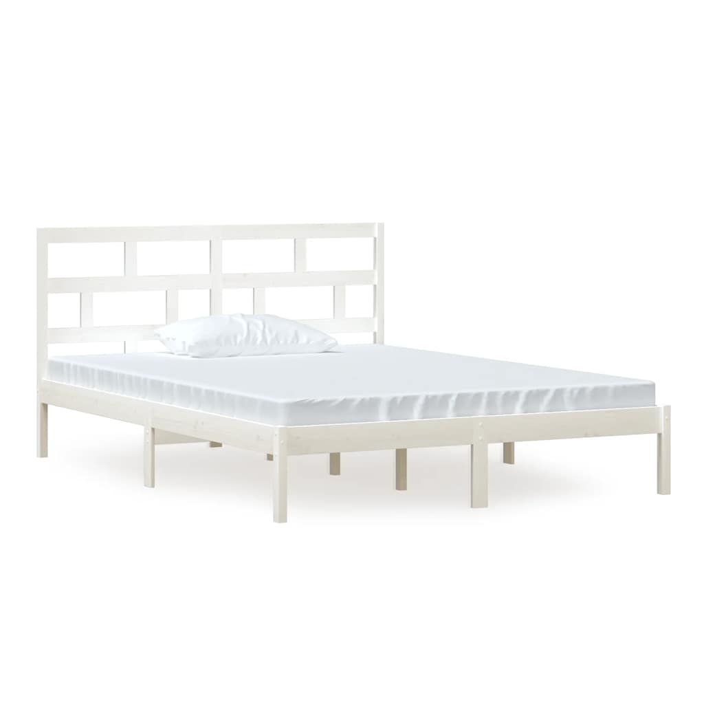 Okvir za krevet od masivnog drva bijeli 150 x 200 cm veliki