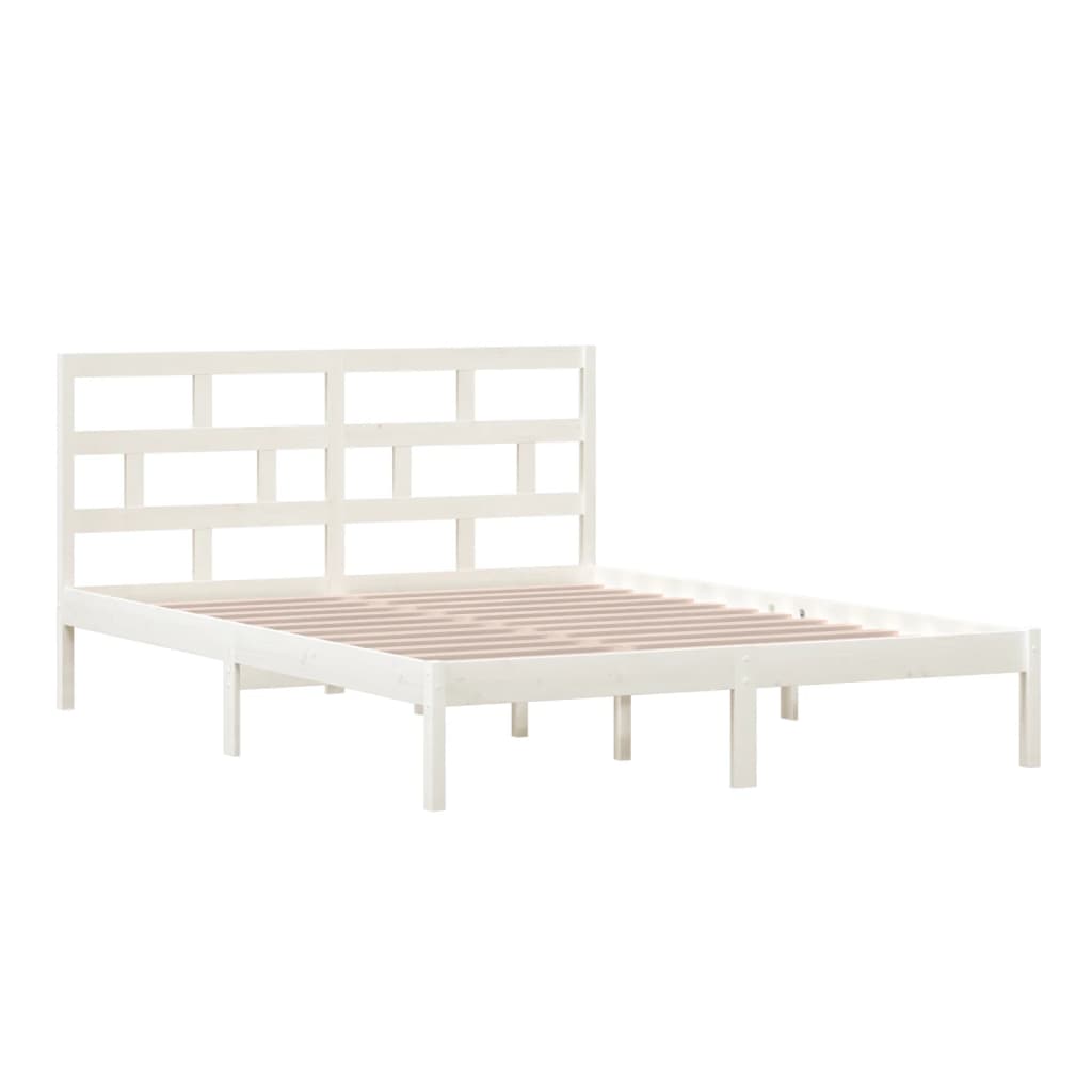 Okvir za krevet od masivnog drva bijeli 150 x 200 cm veliki