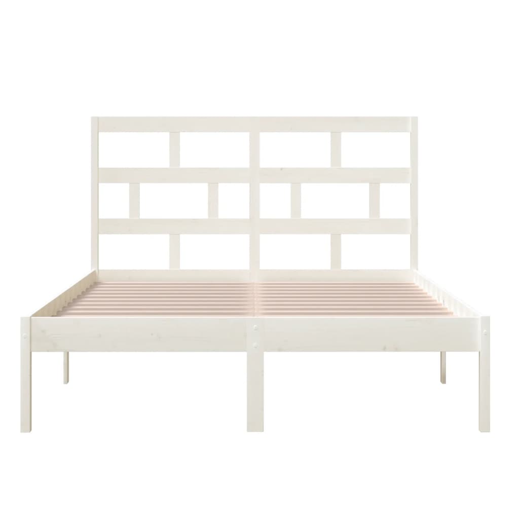 Okvir za krevet od masivnog drva bijeli 150 x 200 cm veliki