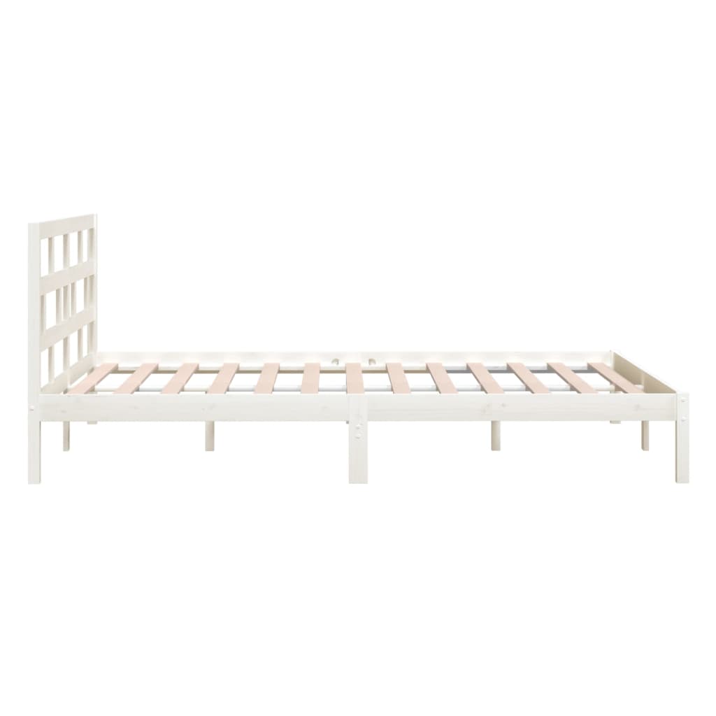 Okvir za krevet od masivnog drva bijeli 150 x 200 cm veliki