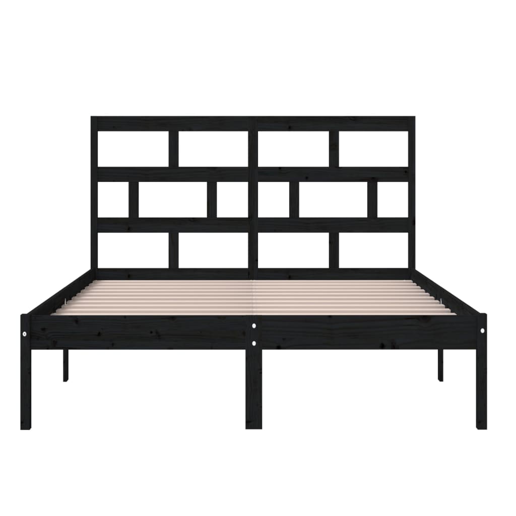 Okvir za krevet od masivnog drva crni 150x200 cm veliki