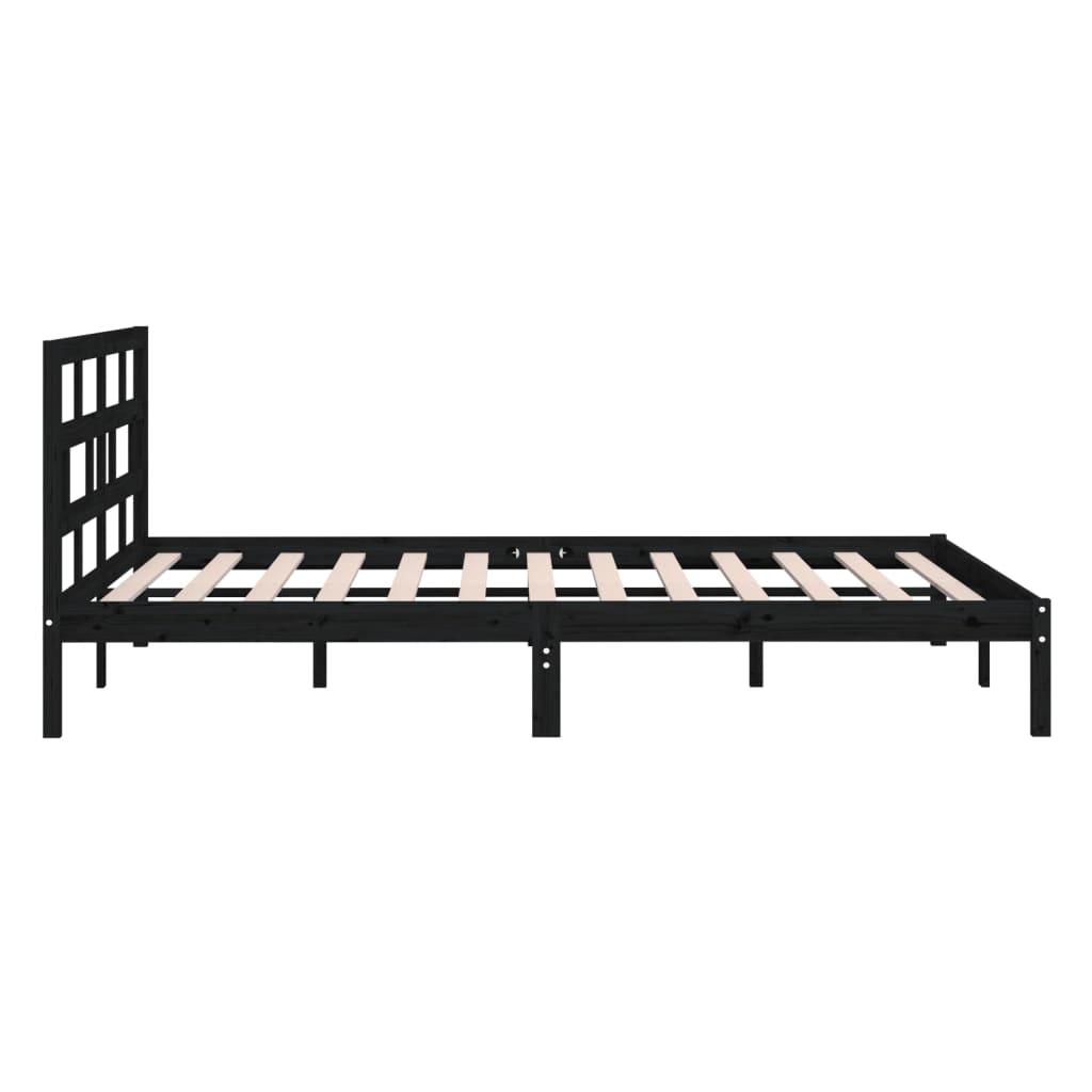 Okvir za krevet od masivnog drva crni 150x200 cm veliki