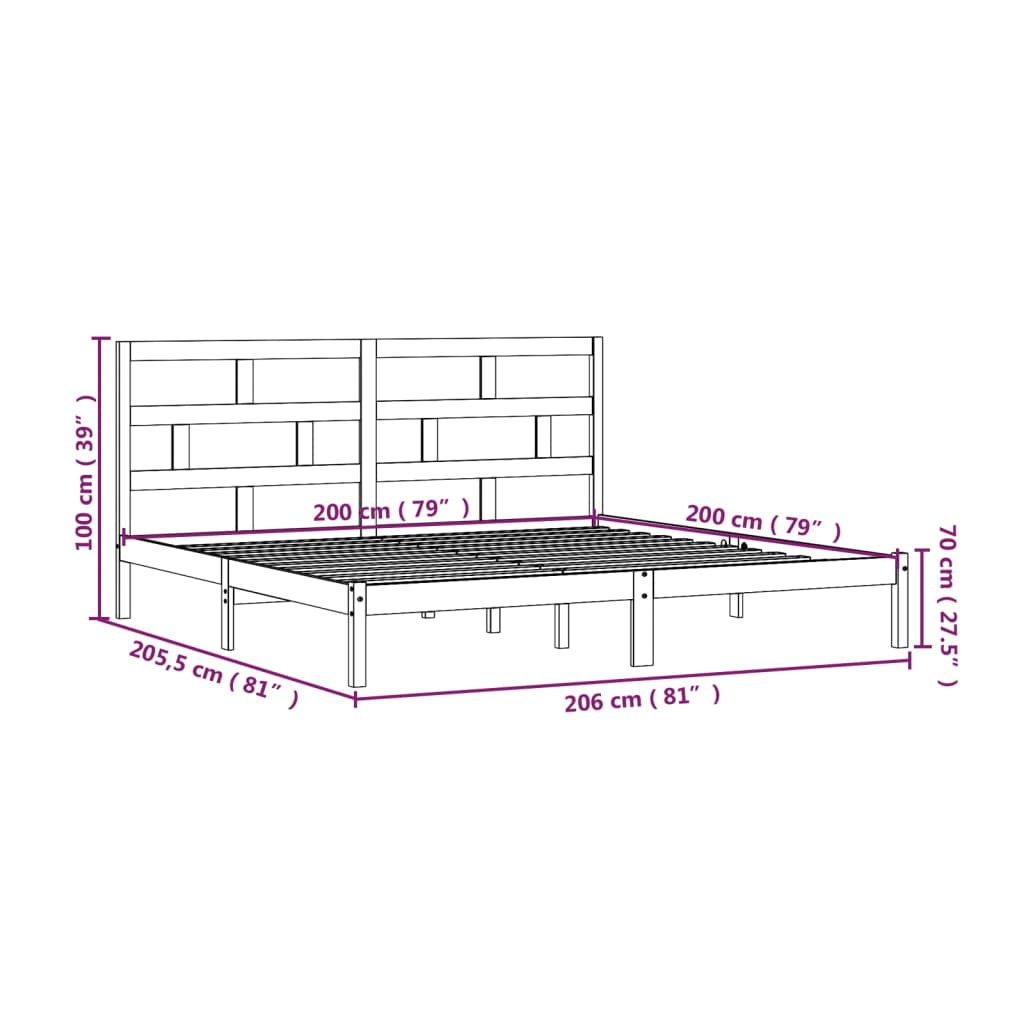 Okvir za krevet od masivne borovine 200 x 200 cm